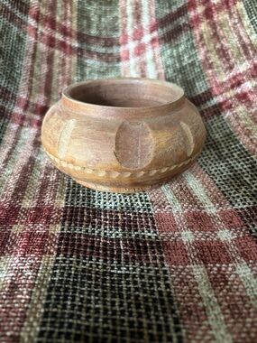 Handcrafted Vintage Hand Carved Wooden Decorative Bowl - Natural Brown